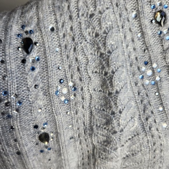 WHBM Off Shoulder Holiday Gemstone Asymmetric Hem Sweater, SZ XSmall - Picture 2 of 8